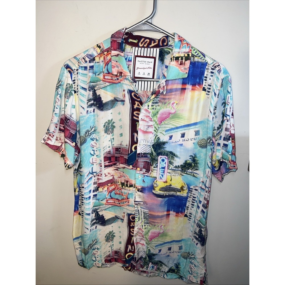 Cactus Man Ricky Singh Men's Button Up 50s Allover Graphics‎ Funny Novelty